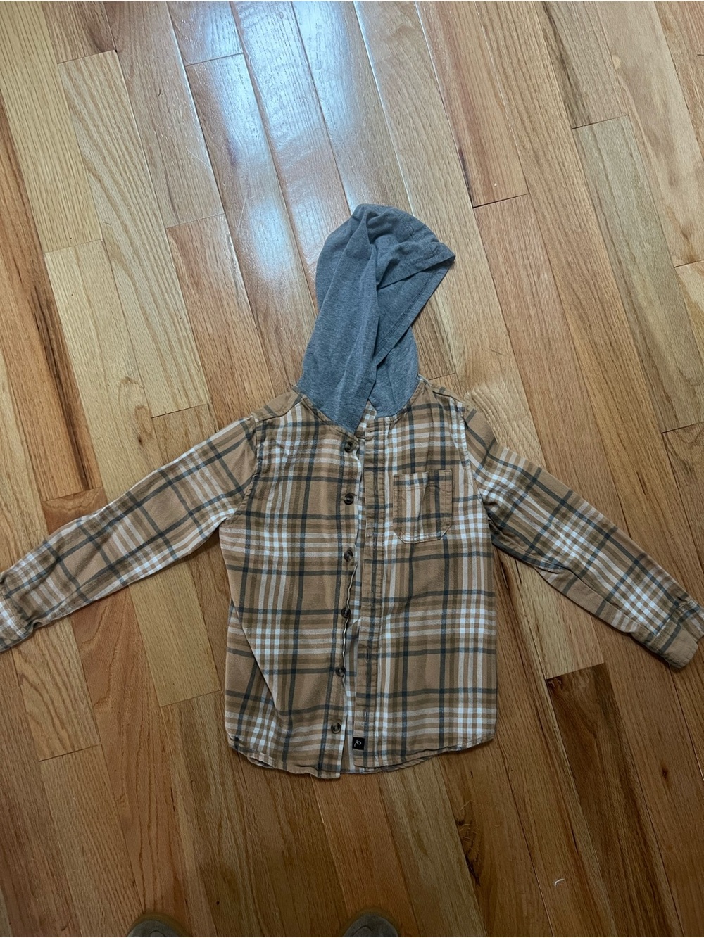 art class Brown Plaid Hooded Button-Down Shirt